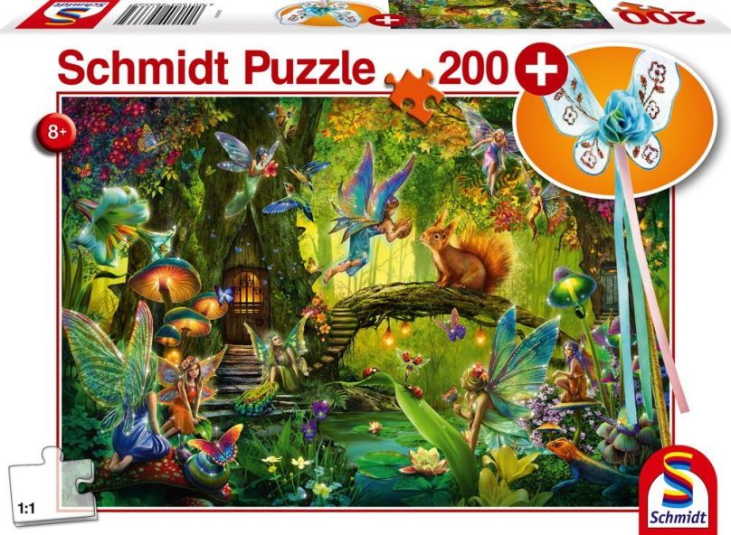 Kouzelná hůlka Schmidt Puzzle Víly v lese 200 dílků + dárek (vílí hůlka)