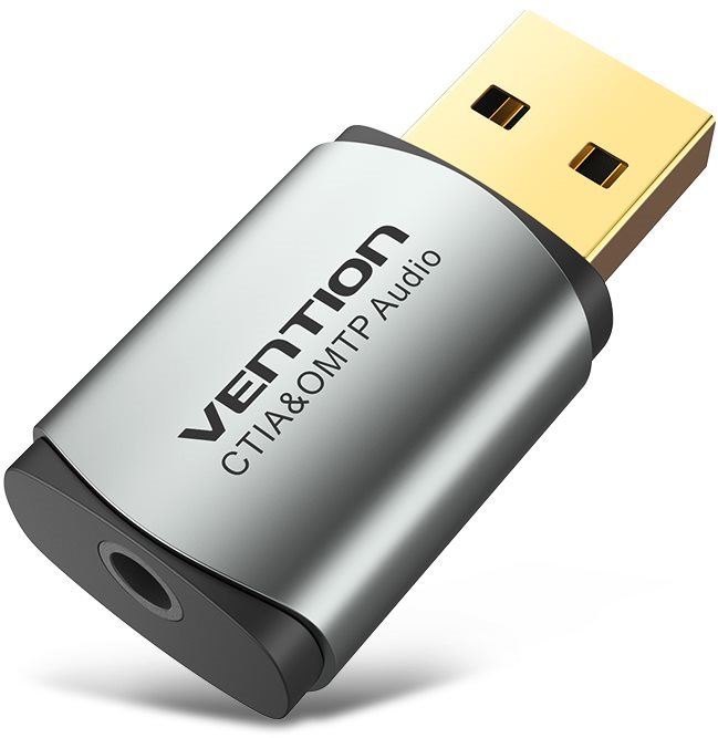 Externí zvuková karta Vention USB External Sound Card Gray Metal Type (OMTP-CTIA)