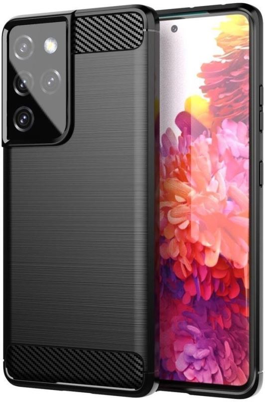 Kryt na mobil Carbon Case Flexible silikonový kryt na Samsung Galaxy S21 Ultra 5G, černý