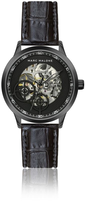 Pánské hodinky Marc Malone pánské hodinky Finley Automatic Croco Black Leather CBM-2200