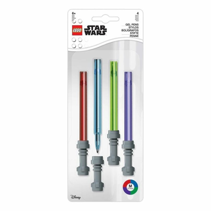 Gelové pero LEGO Star Wars Set Gelových per, světelný meč - 4 ks