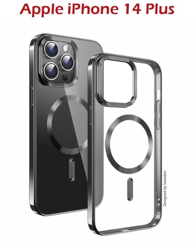 Kryt na mobil Swissten Clear Jelly MagStick Metallic pro iPhone 14 Plus černé