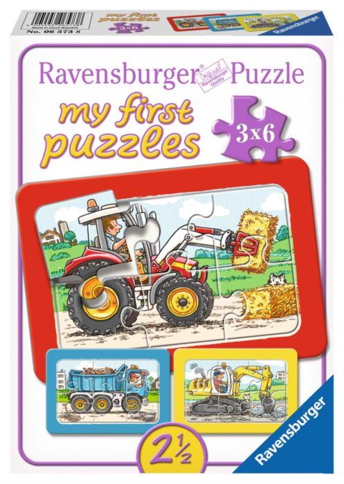 RAVENSBURGER Moje první puzzle Stavební stroje 3x6 dílků