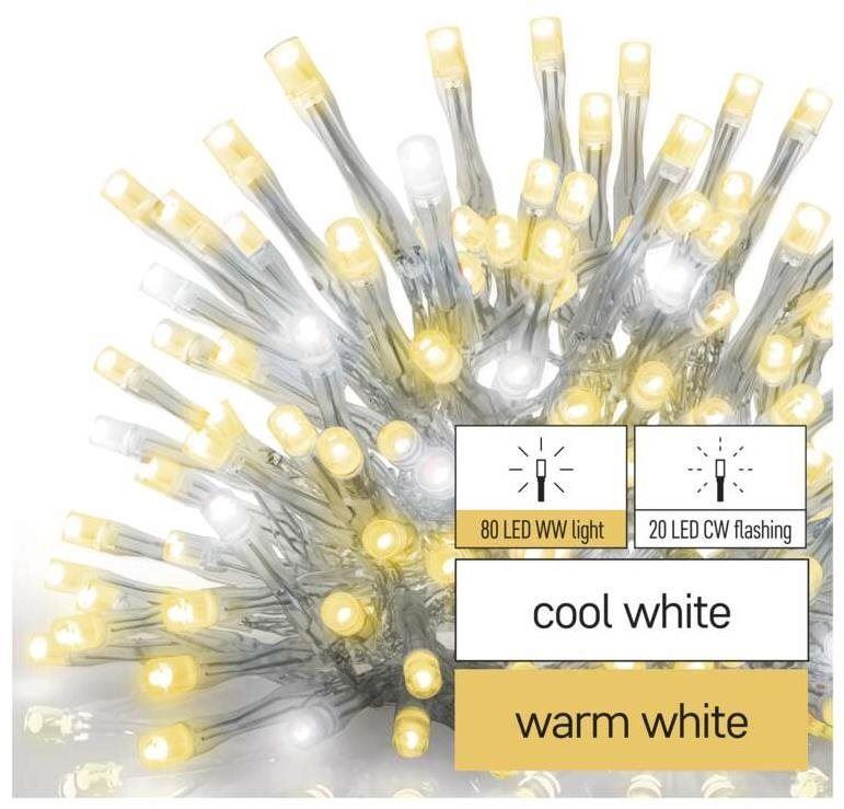 Světelný řetěz EMOS Standard LED spojovací řetěz blikající – rampouchy, 2,5 m, venkovní, teplá/studená bílá