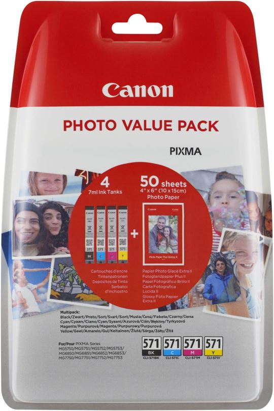 Cartridge Canon CLI-571 multipack + fotopapír PP-201