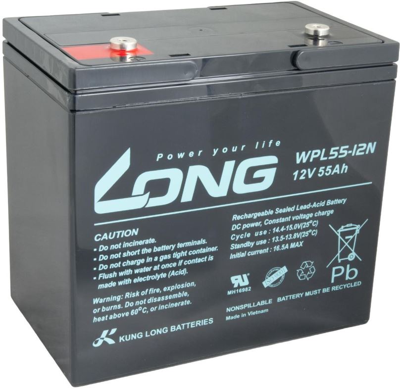Baterie pro záložní zdroje LONG baterie 12V 55Ah M6 LongLife 12 let (WPL55-12N)