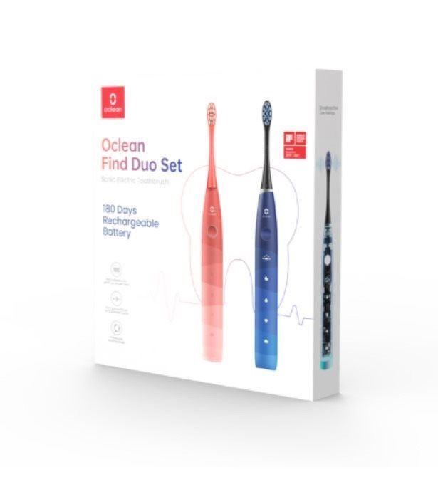 Elektrický zubní kartáček Oclean Find Duo Set Sonic Electric Toothbrush Red&Blue