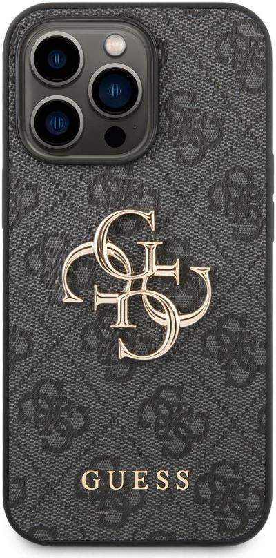 Kryt na mobil Guess PU 4G Metal Logo Zadní Kryt pro iPhone 14 Pro Max Grey