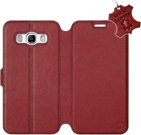 Kryt na mobil Flip pouzdro na mobil Samsung Galaxy J5 2016 - Tmavě červené - kožené -   Dark Red Leather
