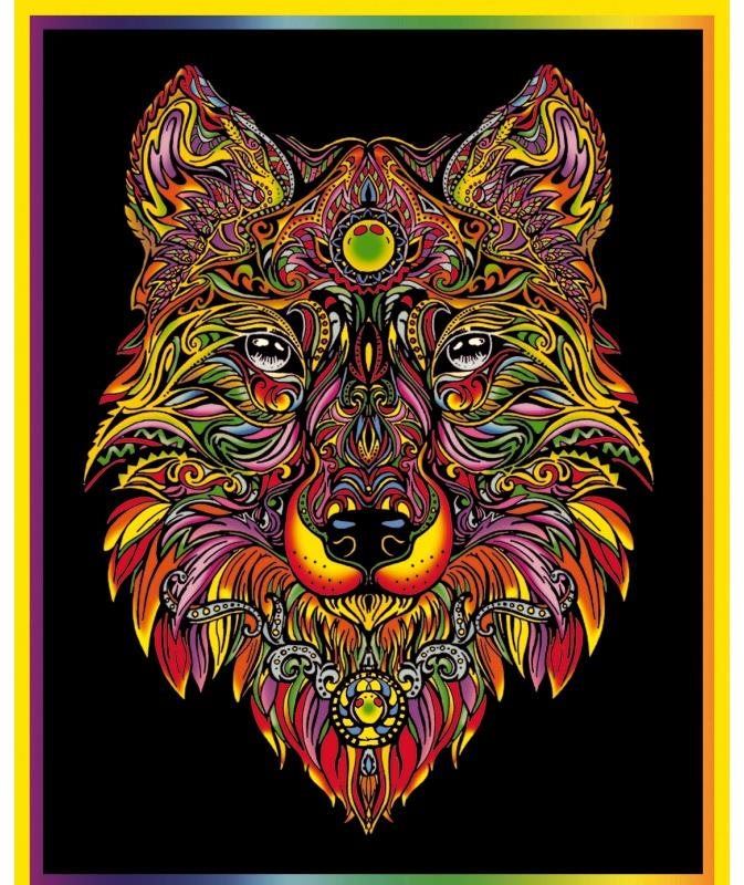 Omalovánky Colorvelvet sametový obrázek - vlk