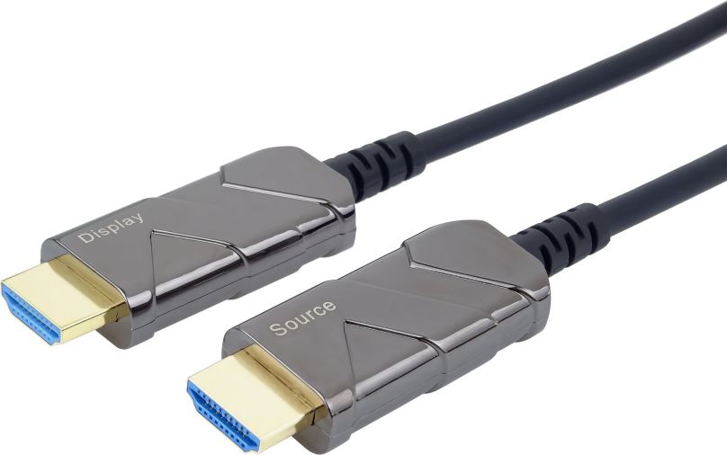 Video kabel PremiumCord Ultra High Speed HDMI 2.1 optický fiber kabel 8K@60Hz, 4K@120Hz, 5m zlacené