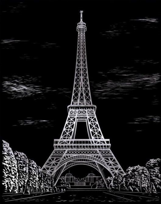 ARTLOVER Škrabací obrázek stříbrný Eiffelova věž 20x25cm