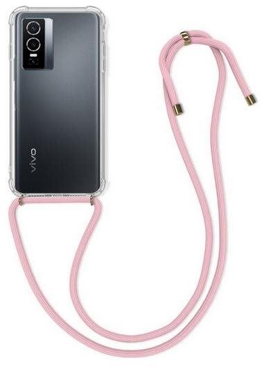 Kryt na mobil TopQ Kryt Vivo Y76 5G silikon s růžovou šňůrkou průhledný 72286