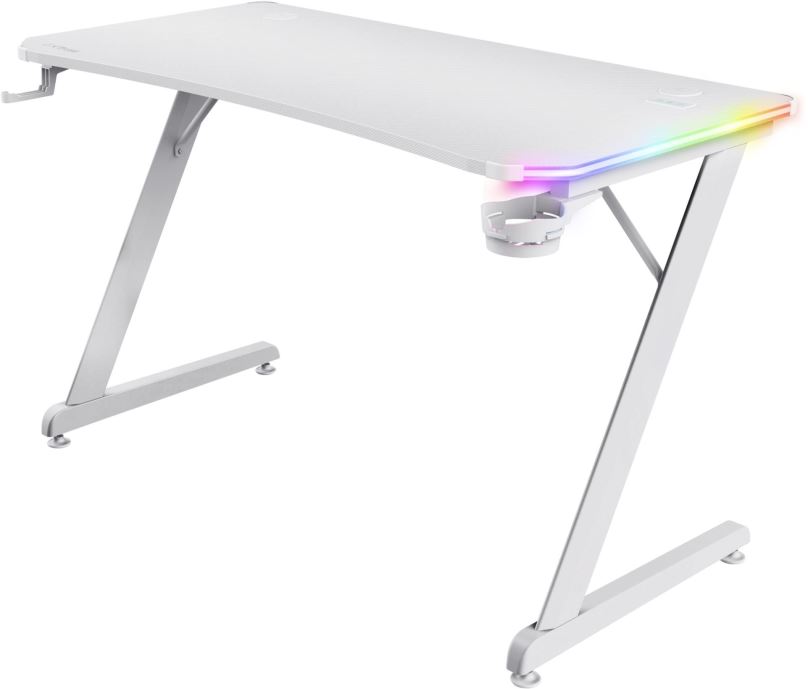 Herní stůl Trust GXT709W Luminus RGB, bílý