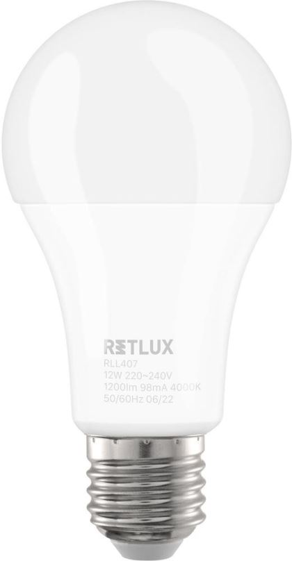 LED žárovka RETLUX RLL 407 A60 E27 bulb 12W CW