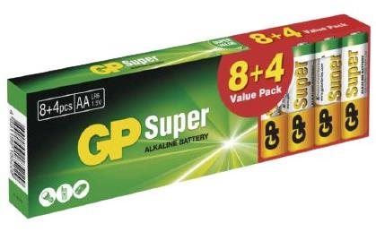 Jednorázová baterie Baterie AA alkalické GP Super AA 12ks v balení