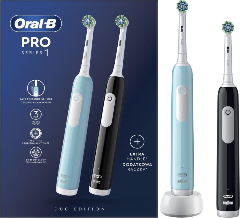 Elektrický zubní kartáček Oral-B Pro Series 1 modrý a černý Design Od Brauna