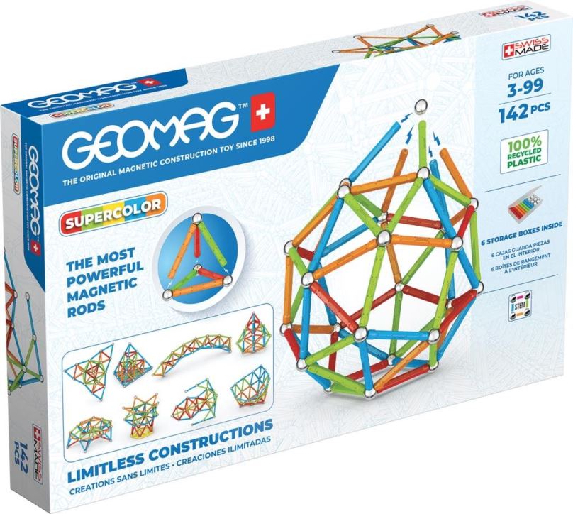 Stavebnice Geomag Supercolor recycled 142 ks
