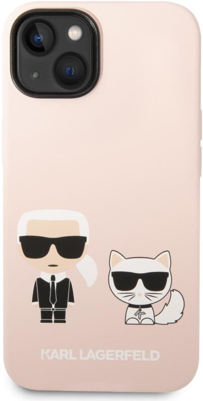 Kryt na mobil Karl Lagerfeld MagSafe Kompatibilní Kryt Liquid Silicone Karl and Choupette pro iPhone 14 Pink