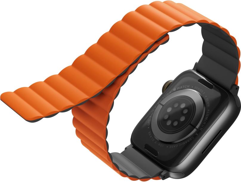 Řemínek Uniq Revix Reversible Magnetic řemínek pro Apple Watch 45/44/42MM šedý/oranžový