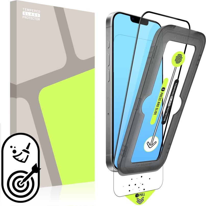 Ochranné sklo Tempered Glass Protector pro iPhone 14 Plus/13 Pro Max - Case Friendly + samoinstalační rámeček
