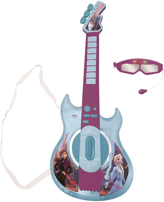 Dětská kytara Lexibook Frozen Elektronická světelná kytara s mikrofonem ve tvaru brýlí