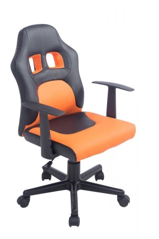Dětská židle k psacímu stolu BHM GERMANY Fun, syntetická kůže, černá / oranžová