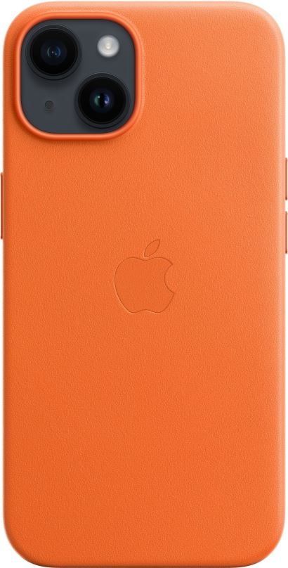 Kryt na mobil Apple iPhone 14 Kožený kryt s MagSafe oranžový