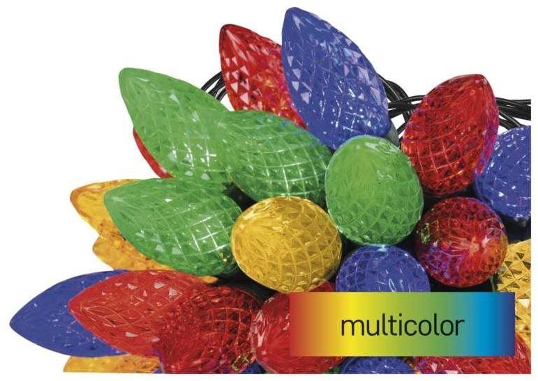 Světelný řetěz EMOS LED vánoční řetěz, barevné žárovky, 9,8 m, multicolor, multifunkce