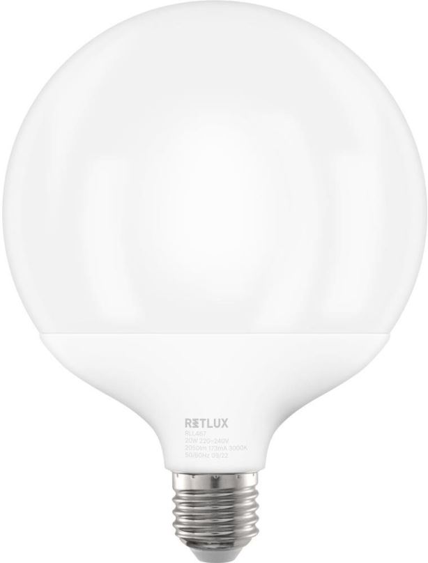 LED žárovka RETLUX RLL 467 G120 E27 bigG 20W WW
