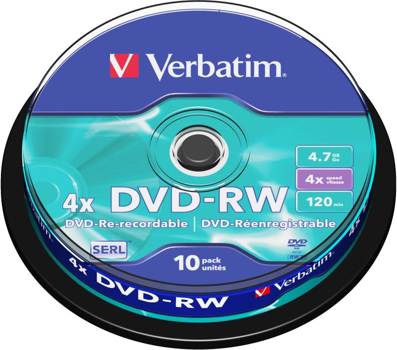 Média VERBATIM DVD-RW SERL 4,7GB, 4x, spindle 10 ks