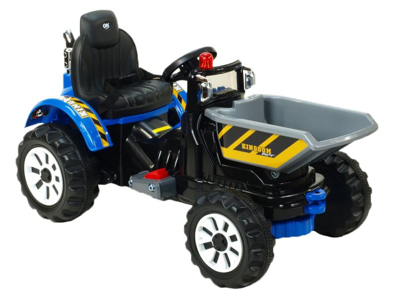 Elektrický traktor pro děti Kingdom s výklopnou korbou, modrý