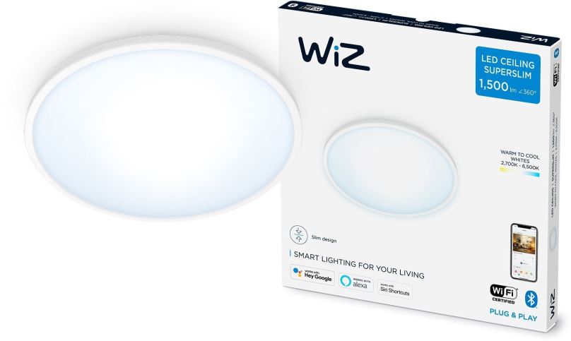 WiZ Tunable white 8719514338012 LED stropní svítidlo SuperSlim 1x16W | 1600lm | 2700-6500K - stmívatelné, bílá