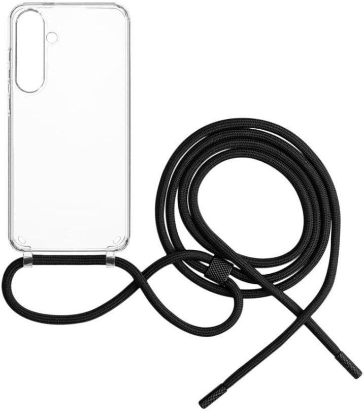Kryt na mobil FIXED Pure Neck s černou šňůrkou na krk pro Samsung Galaxy S24+