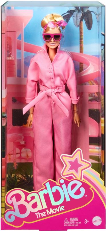 Panenka Barbie v růžovém filmovém overalu