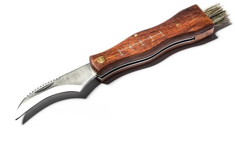 Nůž KIK KX7581 Dřevěný houbařský nožík se štětečkem