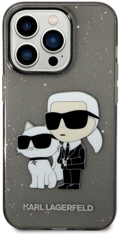 Kryt na mobil Karl Lagerfeld IML Glitter Karl and Choupette NFT Zadní Kryt pro iPhone 14 Pro Max Black