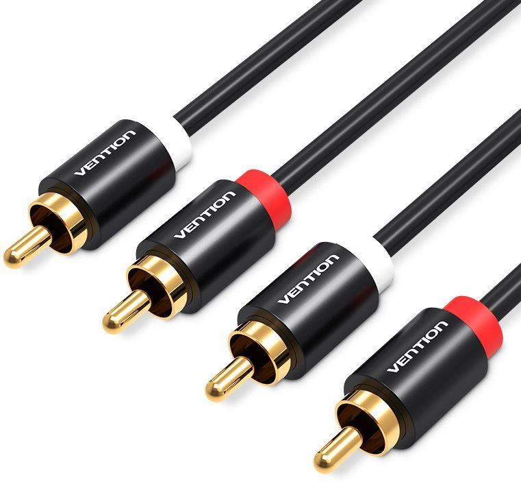 Audio kabel Vention 2x RCA Male to Male Audio Cable 1m Black Metal Type