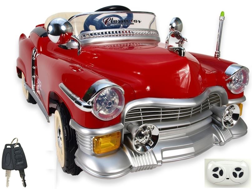 Elektrické auto Retro Kuba s 2.4G DO, plynulým rozjezdem, vlastními klíčky, voltmetrem, LED efekty, čalouněnou sedačkou, 12V, v