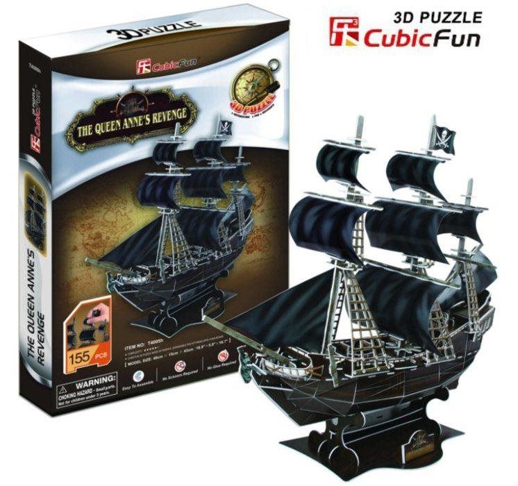 3D puzzle Cubicfun 3D puzzle Pirátská loď Queen Anne´s Revenge 155 dílků
