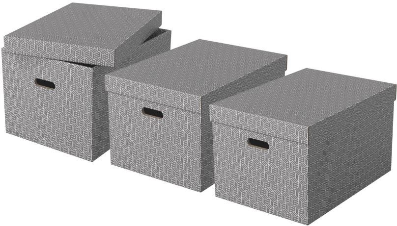 Archivační krabice ESSELTE Home, velikost L, 35.5 x 30.5 x 51 cm, šedá - set 3 ks