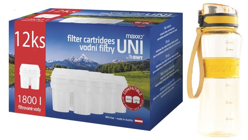 Filtrační patrona Maxxo UNI filtry 12ks + sportovní láhev