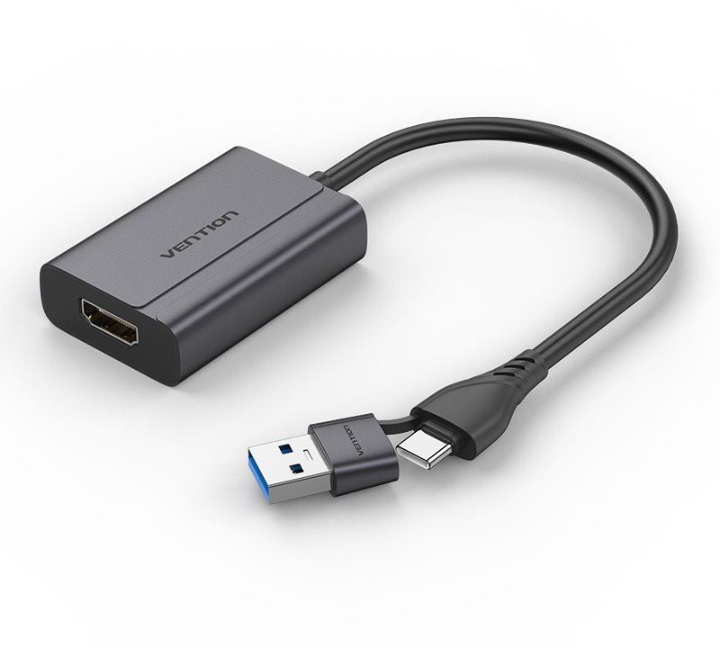 Redukce Vention USB-C and USB-A to HDMI Converter Gray Aluminium Alloy Type+I28