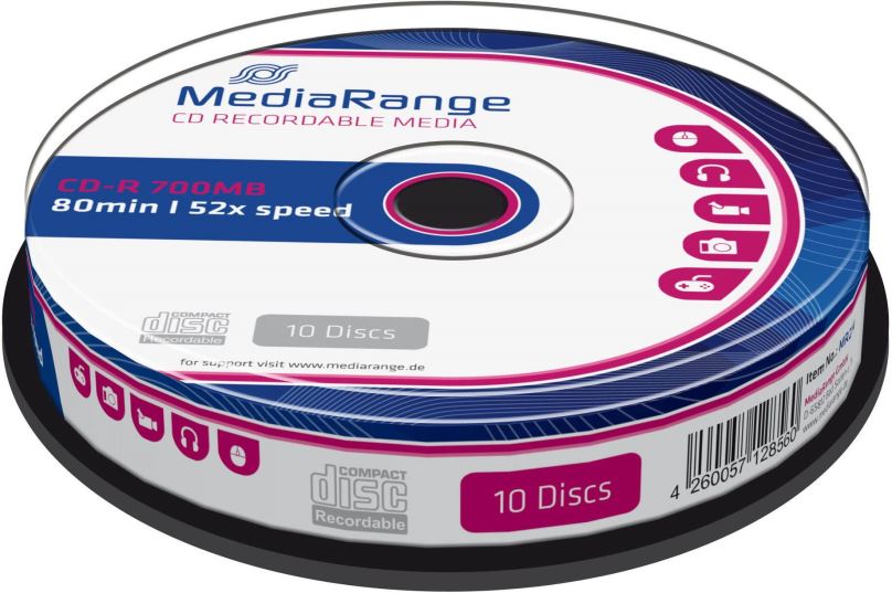 Média MEDIARANGE CD-R 700MB 52x spindl 10ks