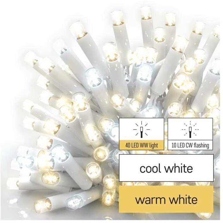 Světelný řetěz EMOS Profi LED spojovací řetěz blikající bílý – rampouchy, 3 m, venkovní, teplá/studená bílá