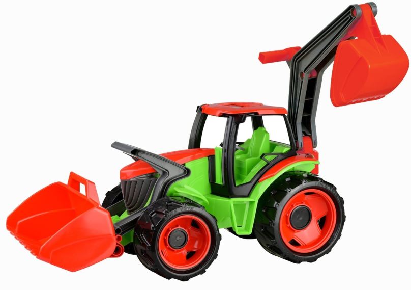 Traktor Lena Traktor se lžící a bagrem, zelenočervený