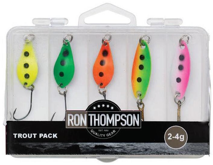 Ron Thompson Sada třpytek Trout Pack 1 2-4g 5ks + Lure Box