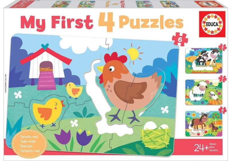 Puzzle Educa Moje první puzzle Maminky a mláďátka 4v1 (5,6,7,8 dílků)