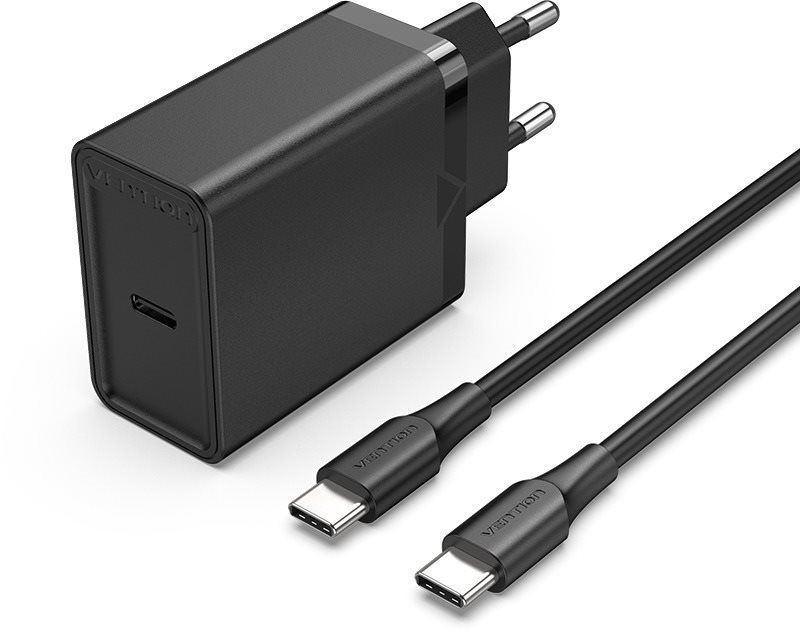 Nabíječka do sítě Vention 1-port 25W USB-C Wall Charger with USB-C Cable Black