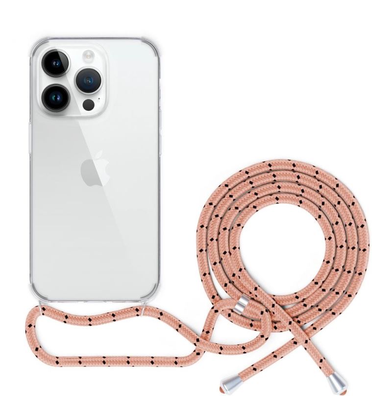 Kryt na mobil Epico transparentní kryt se šňůrkou pro iPhone 13 Pro - růžová